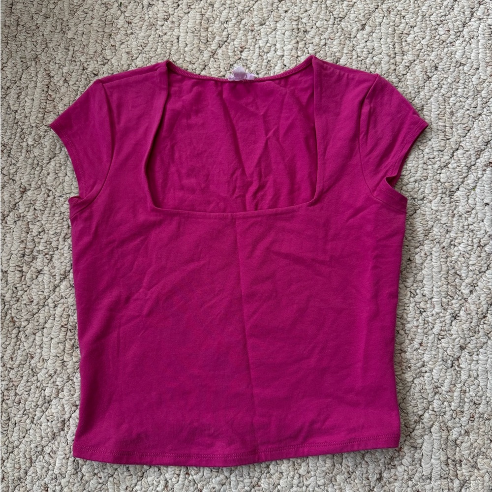 Pink square neck Top